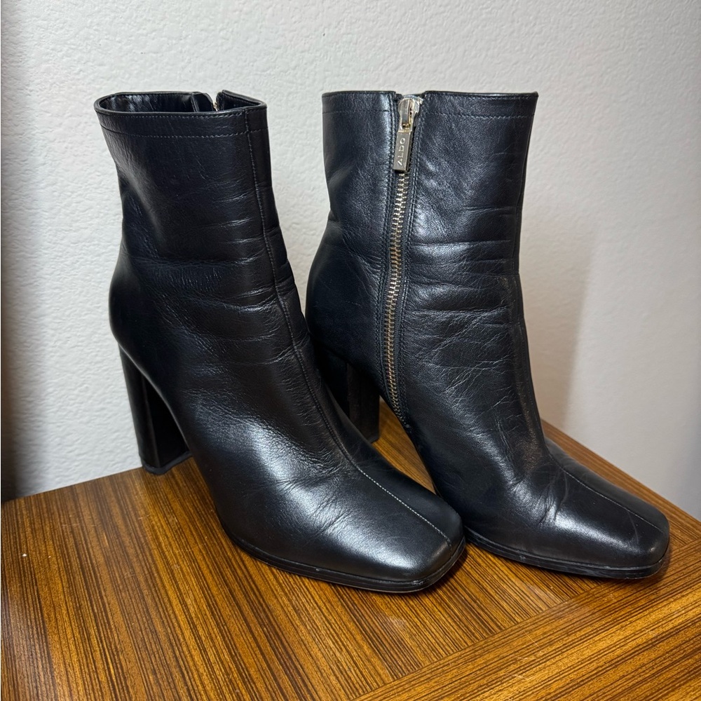 Aldo Black Leather Ankle Boots